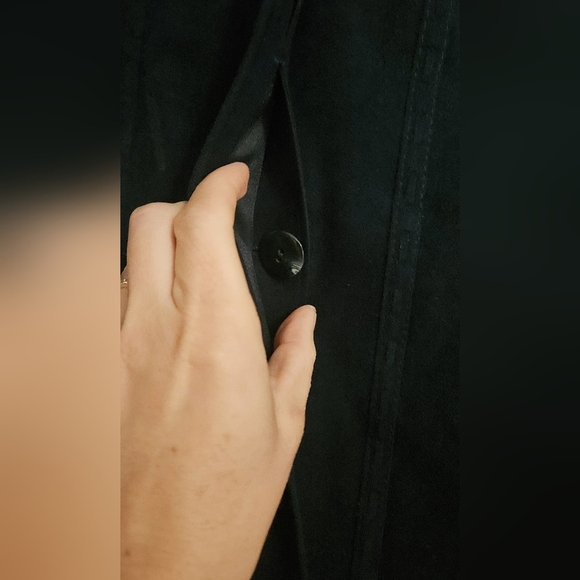 DEL MOD Al Cantara Vintage Navy Faux suede Long trench/dress coat.Size S/M - Picture 8 of 13